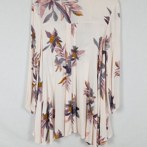 Free People Floral Tunic Top Dress Long Sleeve - Picture 4 of 12
